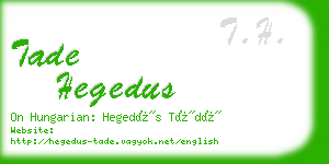 tade hegedus business card